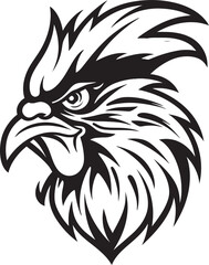 Naklejka premium Rooster Majesty in Black and White Iconic Rooster Silhouette Logo