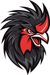 Modern Rooster Majesty with Sleek Lines Rooster Profile in Regal Black