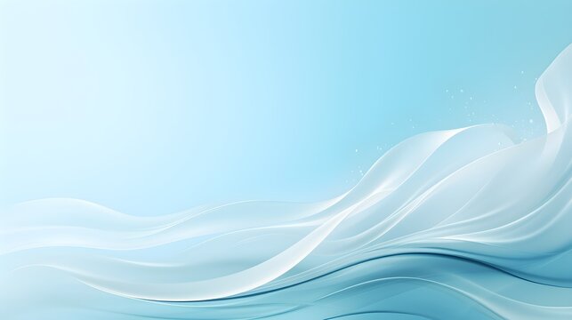 Beautiful delicate blue wallpaper with wavy abstract elements. Generative AI