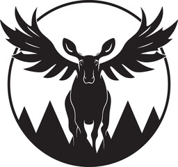 Obraz premium Contemporary Moose Logo with a Twist Stylized Black Moose Icon
