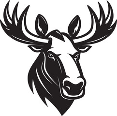 Moose Majesty in Black and White Moose Emblem with Serene Charm