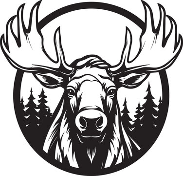 Elegant Black Moose Icon Design Contemporary Moose Profile in Vector Art