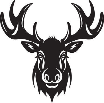 Moose Profile with Timeless Elegance Abstract Black Moose Emblem