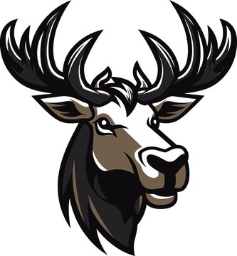 Minimalistic Moose Symbol with Versatile Design Elegant Moose Silhouette in Regal Black