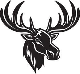 Abstract Moose Logo with Serene Style Sleek Black Moose Profile in Vector Art