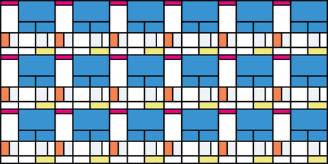 Fototapeta premium Abstract, seamless pattern made with rectangles and lines. Colorful and modern vector art