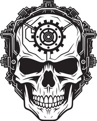 Mystical Black Skull Profile The Secrets of the Machine Steampunk Cyborg Icon A Fusion of Eras