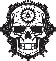 Industrial Marvel The Technological Skull Emblem Abstract Robotic Skull The Artistic Expression of Tech