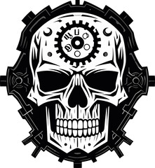 Sleek Cybernetic Skull A Portrait of Futuristic Design Industrial Marvel The Technological Skull Emblem