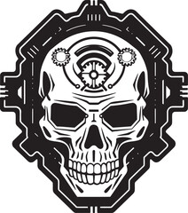 Cyberpunk Skull Emblem The Fusion of Man and Machine Vector Mechanical Skull Icon A Technological Metamorphosis