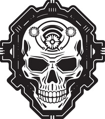 Cyberpunk Skull Emblem The Fusion of Man and Machine Vector Mechanical Skull Icon A Technological Metamorphosis