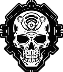 Mechanical Skull Logo A Glimpse into Cybernetic Intrigue Cyberpunk Skull Emblem The Fusion of Man and Machine