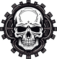Steampunk inspired Skull Symbol A Timeless Fusion Mechanical Marvel The Robotic Skull Logo