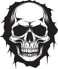 Obraz premium Eerie Wall Portal Skulls Glimpse into Mystery Emerging Skull The Hidden Face of the Wall