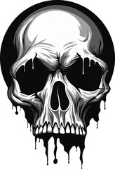 Obraz premium Vector Wall Artistry Unearthing the Skull Emblem Gothic Intrigue in Cracks The Peeping Skull