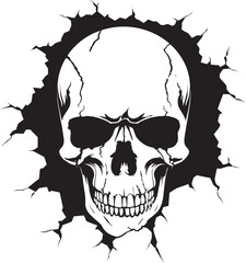 Cracked Wall Portal Revealing the Skull Icon Skulls Gaze into Mystery Walls Intrigue