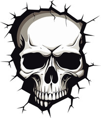 Secretive Peering The Skull in the Cracked Wall Icon Eerie Awakening The Walls Intriguing Skull Emblem