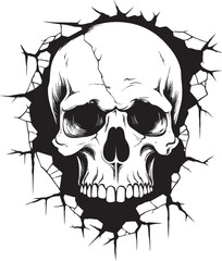 Eerie Resurgence A Hidden Skull Unveiled in Vector Art The Secrets Within A Cracked Walls Dark Skull Symbol