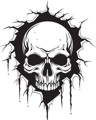Obraz premium A Dark Revelation The Intricate Vector Skull Symbol Eyes in the Abyss A Skull Peering Through the Wall