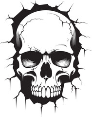 Obraz premium Peek Behind the Wall A Cryptic Skull Icon Revealed Intriguing Wall Design The Enigmatic Gaze of the Skull
