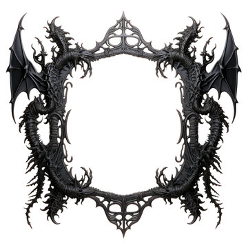 Frame for photography or illustration of Gothic dragons on transparent background.