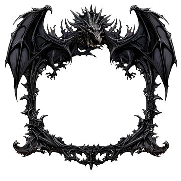 Frame for photography or illustration of Gothic dragons on transparent background.