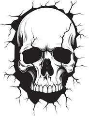 The Walls Enigmatic Guardian A Vector Skull Emerges Peek into the Darkness The Mysterious Cracked Wall Skull