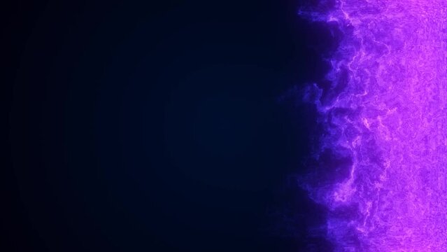 Abstract purple flame fire energy magical from smoke fog glowing bright electric small particles flying dots on a black background