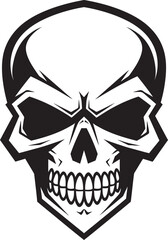 Skeletal Whispers Haunting Vector Emblem Nightmares Grin Brooding Skull Insignia