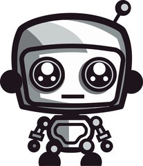 Cosmic Cubot A Futuristic Guardian Icon Ink Black Innovator A Robotic Vector Mascot