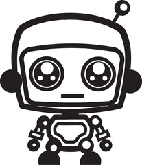 Ink Black Innovator A Robotic Vector Mascot Epic Cyber Buddy A Small Robot Symbol