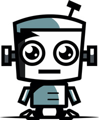 Pixel Paladin A Futuristic Vector Sentinel Ink Black Innovator A Stylish Robot Emblem