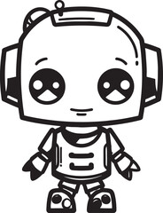 Cosmic Cubot A Space Age Mini Mascot Digital Dynamo A Black Vector Guardian Emblem