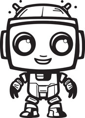 Tiny Robot Guardian Futuristic Vector Sentinel Stealthy Mini Bot Stylish Emblem in Vector