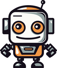 Fototapeta premium Ebon Enforcer Compact Robot Mascot Icon Tech Titan A Mini Vector Guardian Symbol