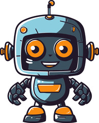 Ebon Enforcer A Compact Robot Symbol Gizmo Guardian Stylish Vector Mascot Emblem