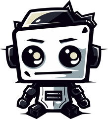 Digital Dynamo A Black Vector Robot in Miniature Nanobot Navigator A Sleek Mascot Symbol in Vector