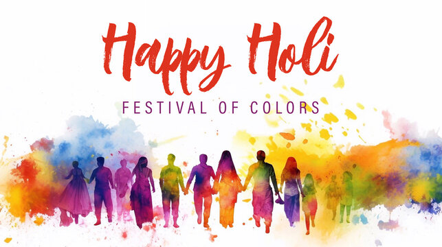 Happy Holi Festival Of Colors. Illustration Of Colorful Gulal For Holi. Indian Festival