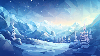 abstract winter landscape in the mountains minimalism style polygonal design, smooth background simple flat graphics