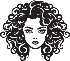Crowning Curly Glory A Symbol of Feminine Beauty Natural Ebon Curls A Black Vector Hair Logo