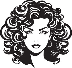 Midnight Charisma A Stylish Symbol of Grace Curly Locks An Emblem of Beauty in Vector