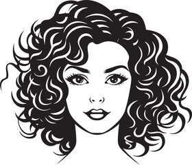 Sculpted Serenity An Iconic Curls Emblem in Black Elegant Curly Coils A Vector Logo Design for Black Hair
