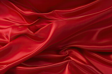 red Silk satin fabric cloth with folds background wallpaper, 