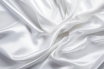 White Silk satin fabric cloth with folds background wallpaper, 