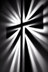 Beautiful cross shines and shines in the midst of darkness. Jesus is the light that shines in the darknes