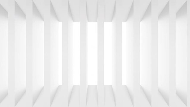 Futuristic white background with bright light. Seamless looping animation