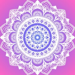 White Mandala design in purple background