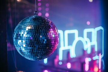 disco ball with disco neon lights