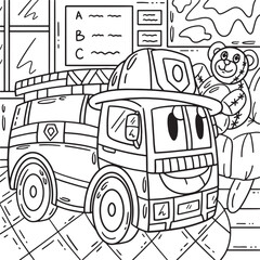 Firefighter Truck Toy Coloring Page for Kids