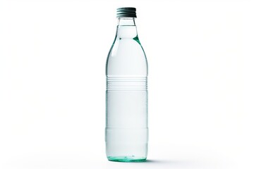 Fototapeta premium A bottle of carbonated water with a label that has no text. It is pictured alone on a white background.